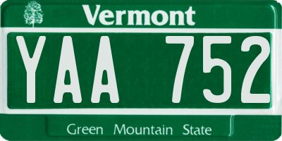 VT license plate YAA752