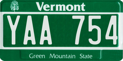 VT license plate YAA754