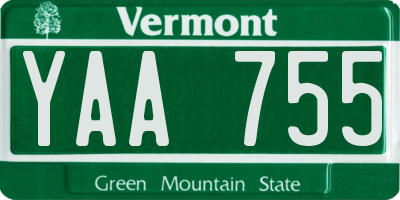 VT license plate YAA755