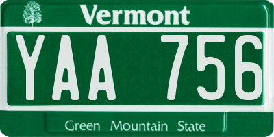 VT license plate YAA756