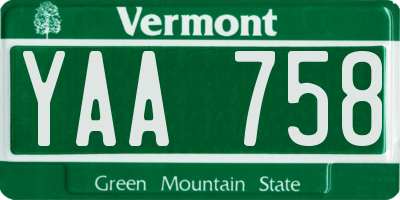 VT license plate YAA758