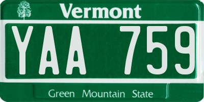VT license plate YAA759