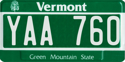 VT license plate YAA760