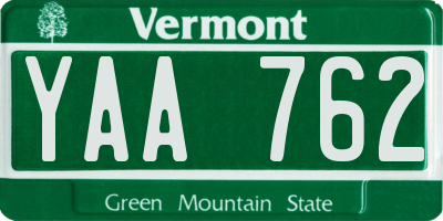 VT license plate YAA762