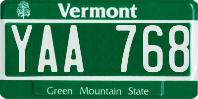 VT license plate YAA768
