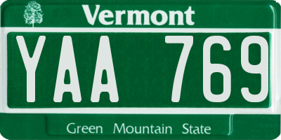 VT license plate YAA769