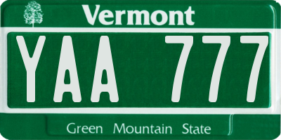 VT license plate YAA777