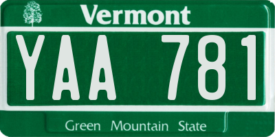 VT license plate YAA781