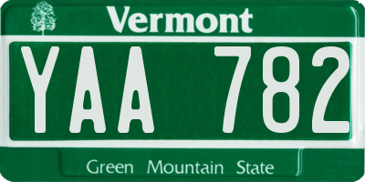 VT license plate YAA782