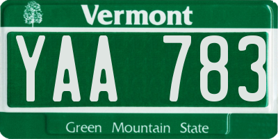 VT license plate YAA783