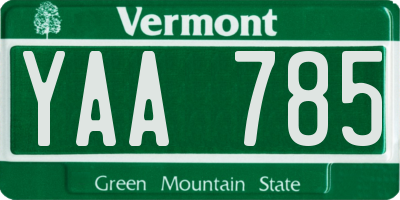 VT license plate YAA785