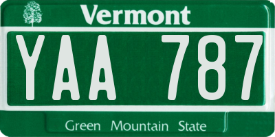 VT license plate YAA787