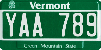 VT license plate YAA789