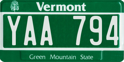VT license plate YAA794