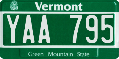 VT license plate YAA795