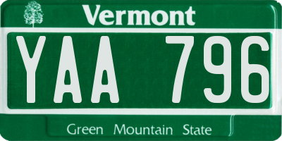 VT license plate YAA796