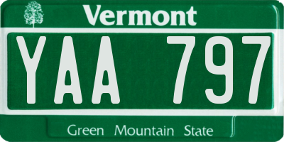 VT license plate YAA797