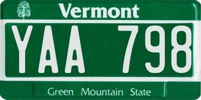VT license plate YAA798