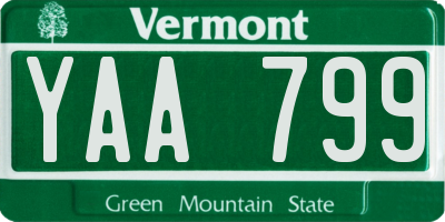 VT license plate YAA799