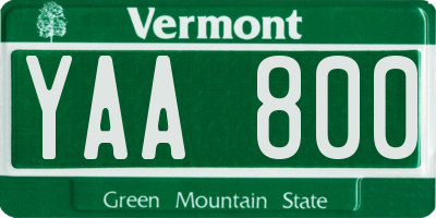 VT license plate YAA800