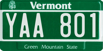VT license plate YAA801