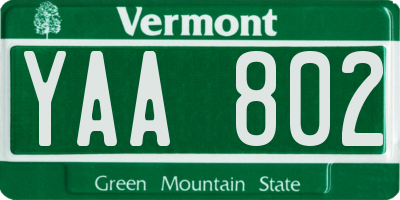 VT license plate YAA802
