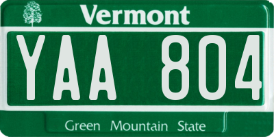 VT license plate YAA804
