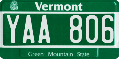 VT license plate YAA806