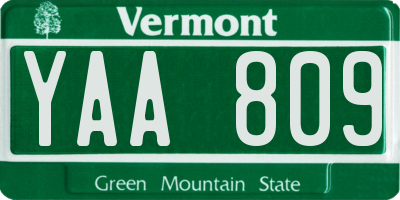 VT license plate YAA809