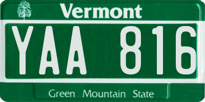 VT license plate YAA816