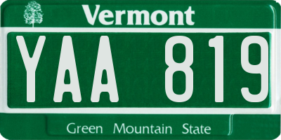 VT license plate YAA819