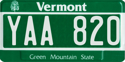 VT license plate YAA820