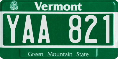 VT license plate YAA821