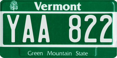 VT license plate YAA822