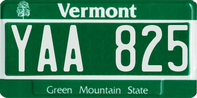 VT license plate YAA825