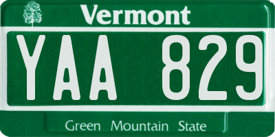 VT license plate YAA829