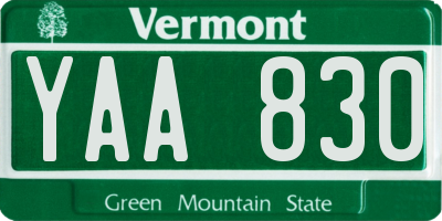 VT license plate YAA830