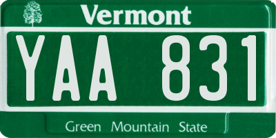 VT license plate YAA831