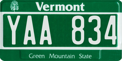 VT license plate YAA834