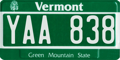 VT license plate YAA838