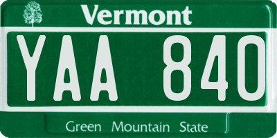 VT license plate YAA840