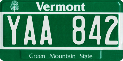 VT license plate YAA842