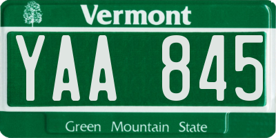 VT license plate YAA845
