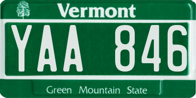VT license plate YAA846