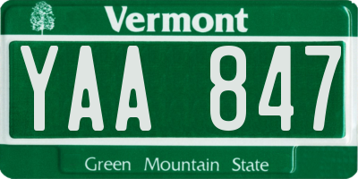 VT license plate YAA847