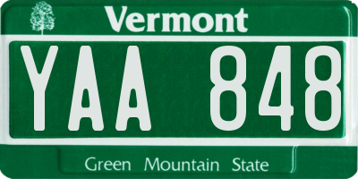 VT license plate YAA848
