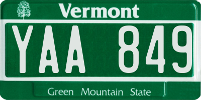 VT license plate YAA849
