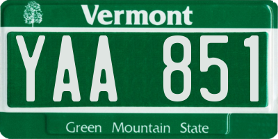 VT license plate YAA851
