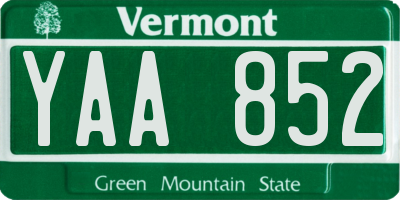 VT license plate YAA852