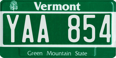 VT license plate YAA854